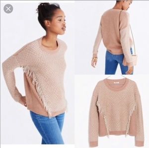 Madewell Pink Diamond Fringe Sweater